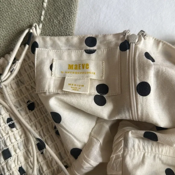 Anthropologie Cream and Black Polka Dot Mini Dress - Picture 6 of 6